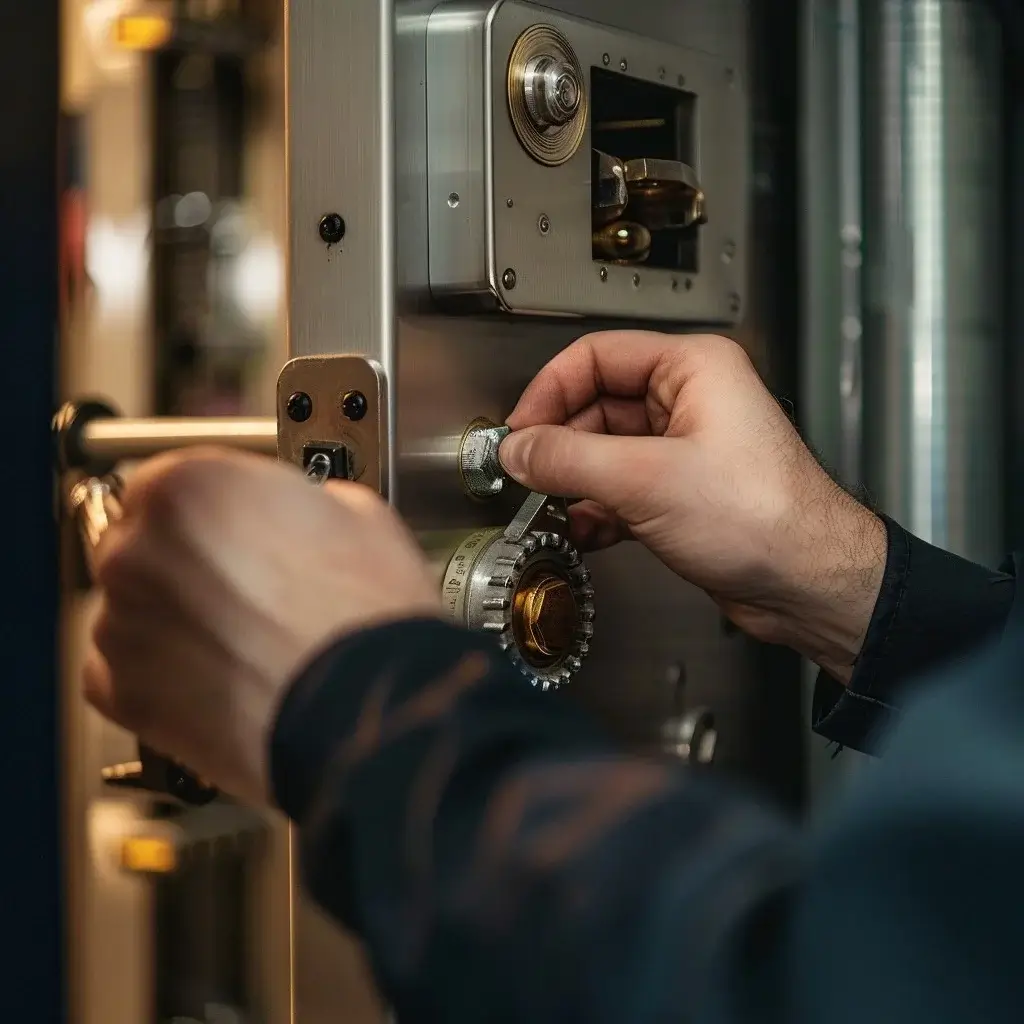 Der Schlosser von Schlüsseldienst Luzern arbeitet an der Tresoröffnung